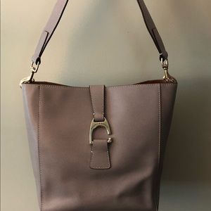 Dooney & Bourke Tote Leather Taupe w/red